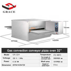 <span class=keywords><strong>Four</strong></span> à pizza industriel commercial électrique à convection de 32 po GRACE-Bande transporteuse en acier inoxydable - Product Image 4