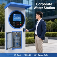 Máquina Expendedora de Agua Fría con Ósmosis Inversa de 800 GPD, Kiosco de Purificación y Recarga para Comunidades, Áreas Públicas y Exteriores