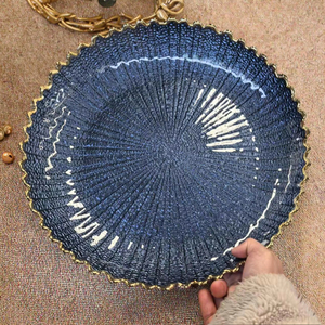 Fabricant de verrerie Vente en gros <span class=keywords><strong>Grand</strong></span> bol en verre de couleur bleu antique turc avec bord doré Fklower - Product Image 6