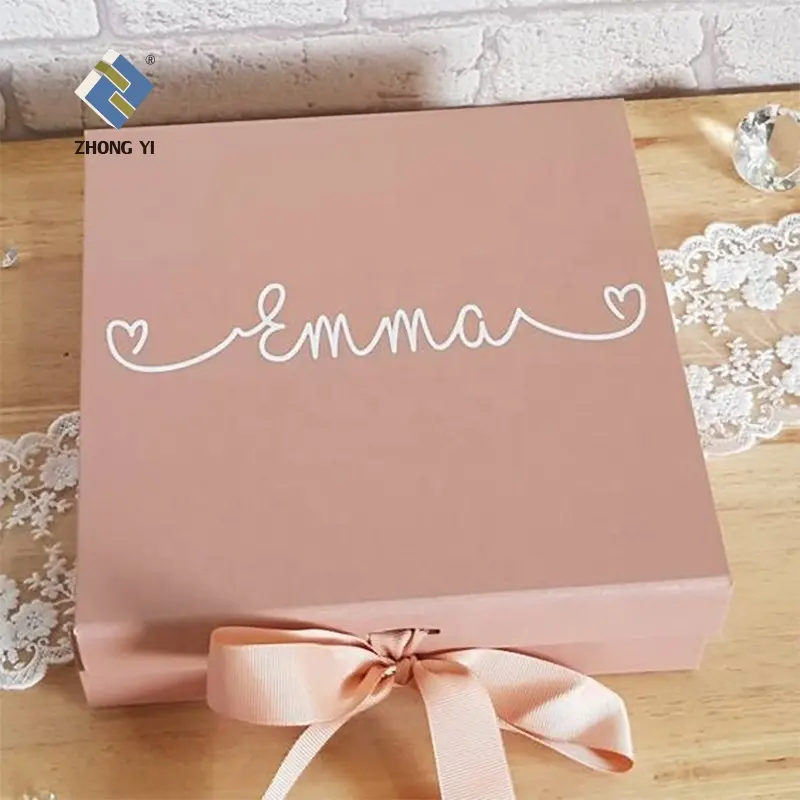 Caja de regalo plegable magnética de cartón de lujo con logotipo personalizado con cierre de cinta