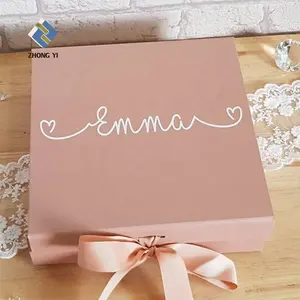 Folding Gift Box With Ribbon Custom Logo Luxury Cardboard Magnetic Folding Gift Box With Ribbon Closure