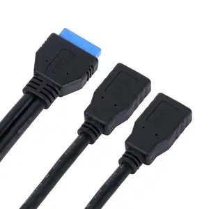 High quality Dual USB 3.0 A Female to 20 PIN Motherboard internal extension Cable for computer USB 3.0 2-Port Panel Mount Cable