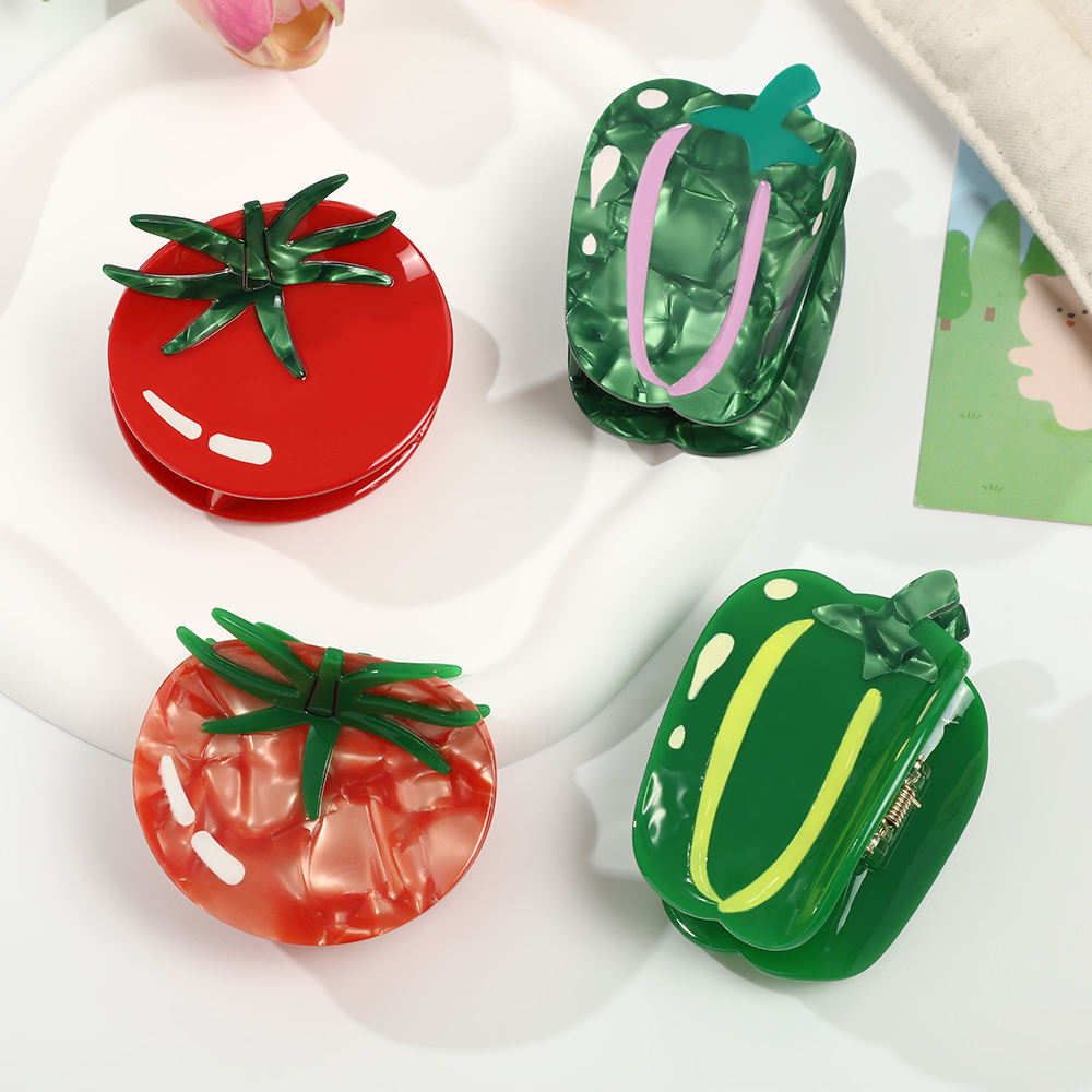 Customized Kids' Fashionable Acrylic Shark Hairpin with Vegetable Cartoon Design Carton Packaging Fast Delivery for Daily Use