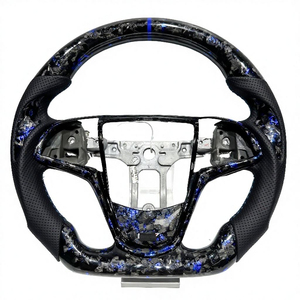 Volant de direction LUCHENQI 40 mm en cuir <span class=keywords><strong>bleu</strong></span> et fibre de carbone forgée de luxe, personnalisable, pour Cadillac ATS L CTS V 2013-2019, directement de l'usine - Product Image 1