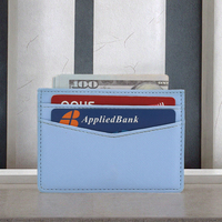 Porte-cartes de crédit en cuir PU de 4 pouces avec logo personnalisé en relief pour cadeaux de bureau en gros