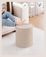 PINPLUS Ottoman Boîte De Rangement Boucle Tissu Rembourré Convertible Table Basse Pliant Repose-Pieds Salon Chambre 373745 cm