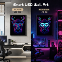 Impression murale lumineuse LED, art néon Cyberpunk Renne, pour un art pop moderne, accessoire mural d'ambiance intérieur