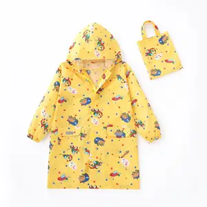 breathable material trench rainwear waterproof polyester children baby kids rain jacket raincoat