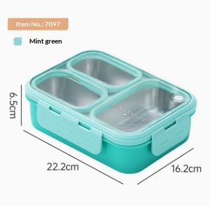 Thermal Insulated Stainless Steel <b>Plastic</b> Triple-Tier Foldable Leak-Proof Bento Lunch Box for Kids 700ml Capacity Microwavable - Product Image 5