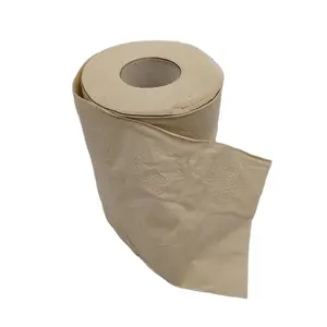 Emballage personnalisé OEM de papier hygiénique en bambou non blanchi Papier hygiénique standard en rouleaux fluorescents respectueux de l'environnement