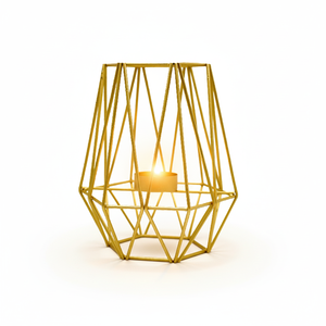Candelero de Hierro Dorado Nórdico con Forma de Polígono Geométrico, Portavelas para Velas de Té, Decoración para el Hogar, Regalo de Boda, Hecho a Mano, Marca Wonder, Logotipo Personalizado - Product Image 1