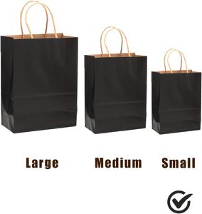 Bolsas de Compra de Papel Kraft Reciclado Ecológicas de Grado Alimenticio al por Mayor, Impresas Personalizadas, Biodegradables, Reciclables, con Logotipo Negro y Verde - Product Image 5