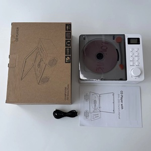 Mini tourne-disque vintage style lecteur CD, radio FM BT, USB, MP3, système stéréo portable pour la maison, bureau, coffret cadeau - Product Image 3
