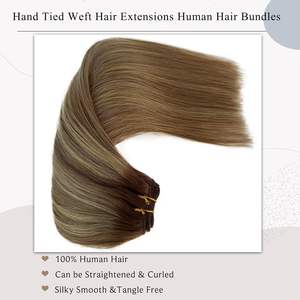 20 pulgadas para Ombre Brown Balayage Ash Blonde Highlights Cabello humano real Coser paquetes de extensiones de trama de cabello Hunan - Product Image 5