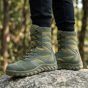 Bottes de randonnée tactiques en daim vert DFA120 pour hommes, imperméables, toutes saisons, durables, pour l'entraînement en plein air, la randonnée, fabriquées en Chine - Product Image 2