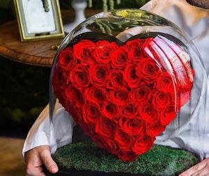ซัพพลายเออร์ทองคำ เกรด A ขายส่ง ดอกกุหลาบคงทน ดอกกุหลาบอบแห้งในโดมแก้ว รูปทรงหัวใจ - Product Image 1