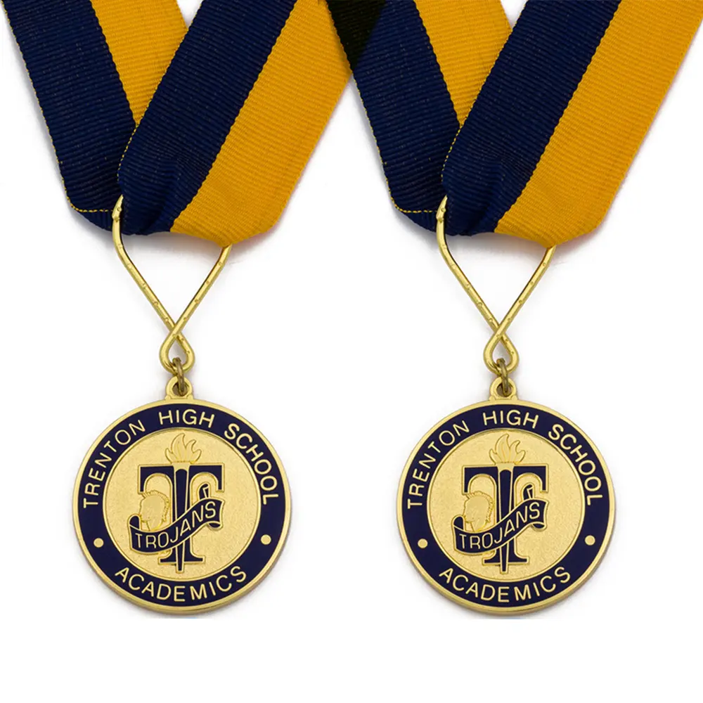 नि: शुल्क नमूने कस्टम धातु तामचीनी उच्च स्कूल स्नातक उत्कृष्टता उपलब्धि पुरस्कार पुरस्कार शैक्षणिक पदक के साथ रिबन