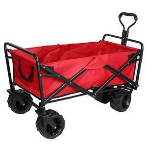 Heavy-Duty Outdoor Picnic <b>Folding</b> <b>Trolley</b> 4 Big Wheels Chrome Plated Wear-Resistant Hand <b>Cart</b> for Beach Utility Use - Product Image 1