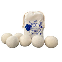 Lot de 6 boules de séchage en laine de mouton écologique et durable XL 100% 7cm boule de séchage en coton pour blanchisserie