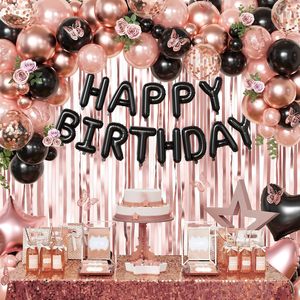<span class=keywords><strong>Kit</strong></span> d'arche de ballons en papier métallisé or rose avec lettres « Happy Birthday » noires de 16 pouces pour fête d'<span class=keywords><strong>anniversaire</strong></span> de <span class=keywords><strong>fille</strong></span> - Product Image 3