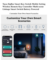 Bouton de commutation de scène sans fil Zigbee Smart Life App, contrôleur de scène multi-clics Tuya Smart pour l'automatisation de la maison intelligente