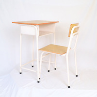 Bureau et chaise d'école pour salle de classe primaire, mobilier scolaire, ensemble bureau et chaise individuels en métal et MDF pour un seul élève