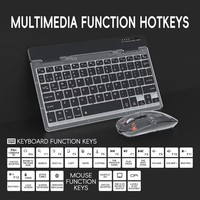 Keyboard dan Mouse Mini Nirkabel Transparan Slim Kustom dengan Lampu Latar RGB, Keyboard dan Mouse Isi Ulang untuk Laptop Tablet PC