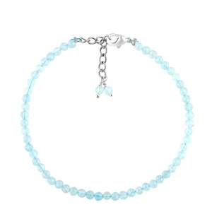 Gemkora Pulsera de aguamarina natural de 3 mm con cuentas de microcorte, piedra preciosa curativa de chakra, joyería de regalo unisex - Product Image 1