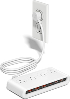 Multiprise Écologique Nouvelle Génération avec Chargeur d'Ordinateur Portable PD 35W, 4 Prises, 3 Ports USB-A, 3 Ports USB-C, Câble de 1,5m pour Ordinateur de Bureau – Qualité Supérieure