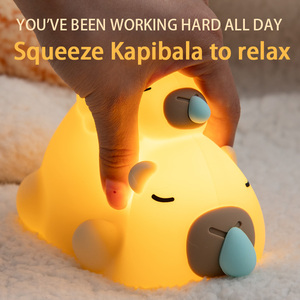Veilleuse pour enfants, adorable lampe de <span class=keywords><strong>nuit</strong></span> en silicone en forme de capybara, veilleuse à intensité réglable, lampe de chevet LED, lampe rechargeable par USB pour enfants - Product Image 6