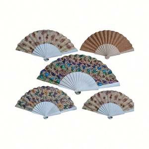 Abanico de Corcho de Madera Maciza Ecológico de 23 cm con Múltiples Diseños - Mariposas y Flores, Regalos Ecológicos para Eventos - Product Image 1