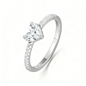 Anelli di Gioielleria Fine per Donne, <span class=keywords><strong>Anello</strong></span> di Fidanzamento con Moissanite, <span class=keywords><strong>Anello</strong></span> in <span class=keywords><strong>Argento</strong></span> Sterling 925 Placcato Oro <span class=keywords><strong>Rosa</strong></span> a Forma di Cuore - Product Image 3