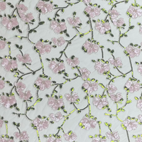 Nouvelle Arrivée Tissu en Dentelle Brodé Perlé 100% Polyester, Maille Filet Respirante Antistatique 520gsm pour Robes et Sacs