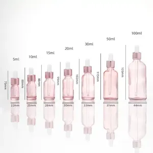 Bán Buôn 5Ml 10Ml 20Ml 100Ml Đào Thủy Tinh Màu Đỏ Dropper Tinh Chất Màu Hồng Chai Dầu Chai Nhỏ Giọt - Product Image 5