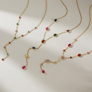 Collana a Y J&<span class=keywords><strong>D</strong></span> Jewelry con Zirconia Colorata Geometrica, Placcata in <span class=keywords><strong>Oro</strong></span> 18K, Acciaio Inossidabile Impermeabile, Gioielli di Tendenza per Donne - Product Image 5
