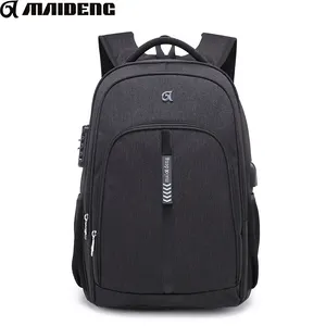 Mochila negra con logotipo personalizado para viaje, bolso grande para ordenador portátil para estudiantes, impermeable, de nailon, 2023