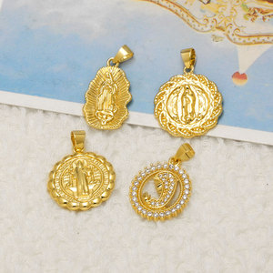 ASJEWELRY Medalla de la Virgen María y <span class=keywords><strong>San</strong></span> <span class=keywords><strong>Benito</strong></span>, Chapada en Oro, de Cobre, Colgante Religioso Católico para Collar, Fabricación de Joyas DIY pdtb994 - Product Image 5