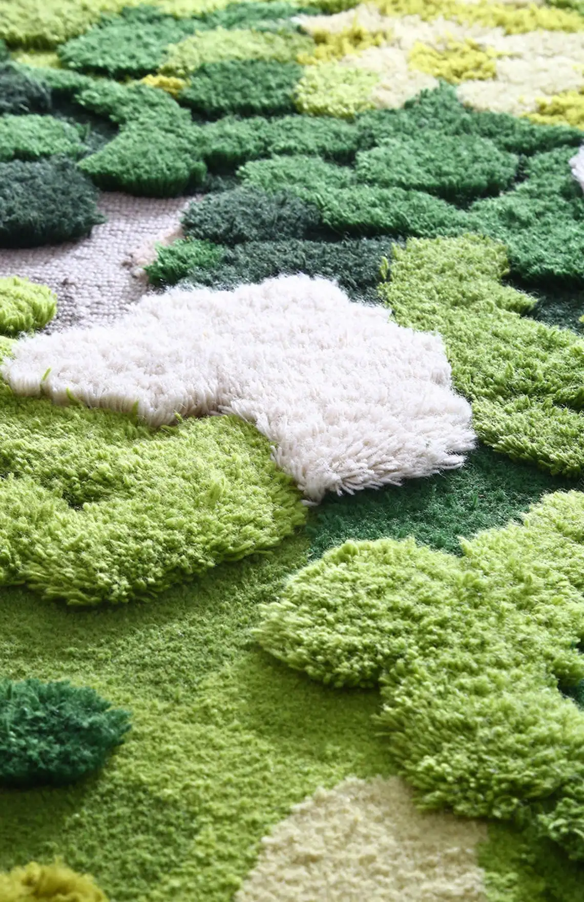 Casa de luxo feito à mão real lã tufted 3d verde floresta musgo tapete