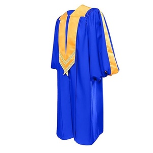 Robe de Chorale Unisexe Personnalisée Broderie Respirante Manches Plissées Robe de Gloire en Polyester Uniforme d'Église avec Étole en Satin Doré - Product Image 5
