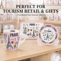 Ensemble de tasses à café en céramique souvenirs touristiques de Paris, France, avec motif Tour Eiffel, assiette, cadeau, fabricant, personnalisation OEM ODM, vente en gros