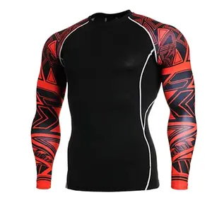 Atacado de Alta Qualidade Jiu Jitsu Rash Guard Personalizado Manga Longa MMA Compressão Rash Guard Para mens