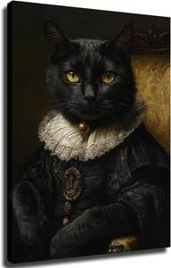 Retrato clásico personalizado <span class=keywords><strong>de</strong></span> gato renacentista, pinturas en lienzo y artes <span class=keywords><strong>de</strong></span> pared, decoración del hogar, obra <span class=keywords><strong>de</strong></span> arte felina para dormitorio, oficina, sala <span class=keywords><strong>de</strong></span> estar - Product Image 2