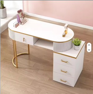 Table de manucure au design moderne, résistante à l'acétone, avec structure métallique, pour salon de beauté et rangement d'accessoires - Product Image 4