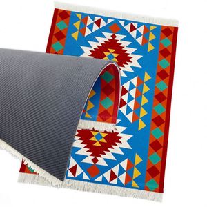 Tapis de souris carré de qualité supérieure en tapis oriental, base en caoutchouc naturel, design à bords frangés - Product Image 3