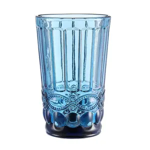 Retro embossed color series large and medium size water glass juice cup KTV wine glass