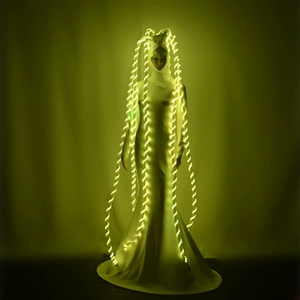 Aangepaste Full-Color Led Sexy Meisjes Jurk Robot Pak Lichtgevende Seks Godin Podium Show Fabriek Prijs Feest Gunsten Met Lang Haar