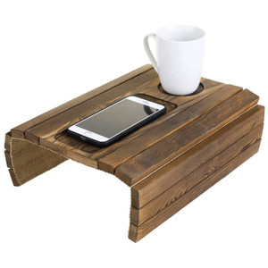 Posavasos Flexible de Madera Marrón Oscuro para Sofá, con Ranuras para Control Remoto de TV y Bebidas, Bandeja para Reposabrazos de Sofá - Product Image 1