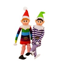 Collants rayés multicolores à jambes longues pour fée de Noël, ornements de chapeau pointu, poupées décoratives pour fenêtre de Noël