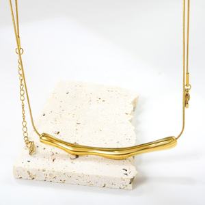 Nuevo Collar con Colgante Irregular de Acero Inoxidable Chapado en Oro PVD de 18K, Resistente al Agua, con Cadena de Serpiente, para Mujer - Product Image 6