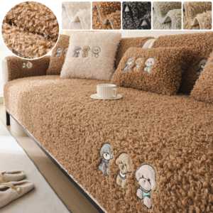 Coussin de <span class=keywords><strong>canapé</strong></span> en peluche de dessin animé épaissi coussin de siège d'hiver housse antidérapante <span class=keywords><strong>pour</strong></span> canapés en cuir - Product Image 1